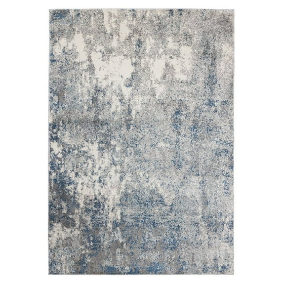 5' x 8' Blue and Gray Abstract Power Loom Area Rug