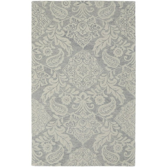 5' X 8' Blue And Ivory Wool Paisley Tufted Handmade Stain Resistant Area Rug