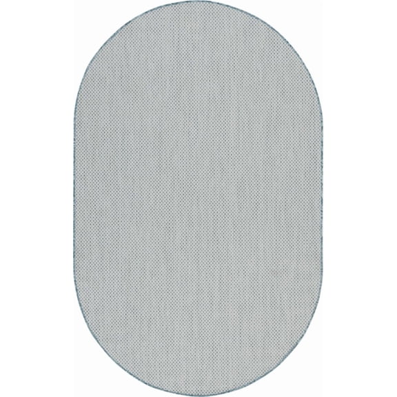 HomeRoots 522008 5 x 8 ft. Blue Geometric Power Loom Oval Area Rug
