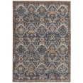 thumbnail image 1 of 5' X 8' Blue Orange And Ivory Floral Power Loom Area Rug With Fringe, 1 of 8