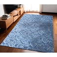 thumbnail image 1 of 5' X 8' Denim Blue Wool Floral Hand Tufted Non Skid Area Rug, 1 of 9