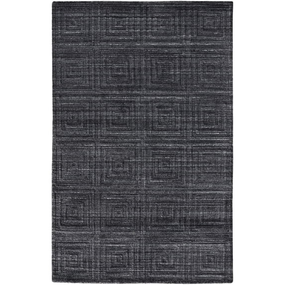 5' X 8' Gray And Black Striped Hand Woven Area Rug