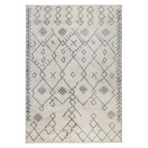 HomeRoots 5' X 8' Gray And Ivory Geometric Shag Area Rug