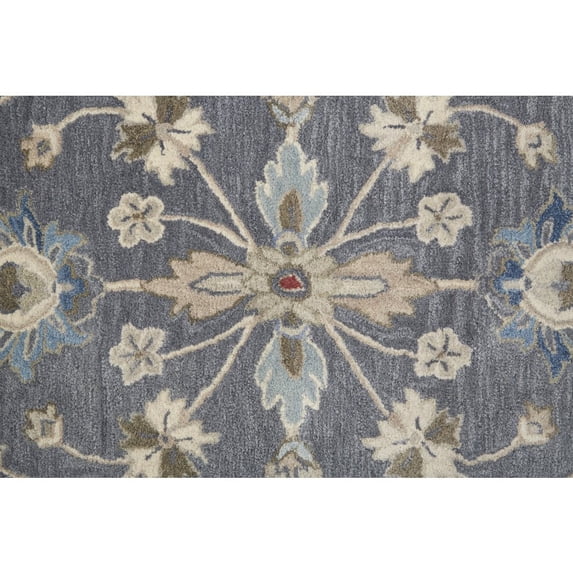 5' X 8' Gray Ivory And Red Wool Floral Tufted Handmade Stain Resistant Area Rug