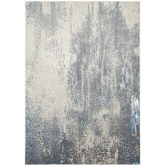 5' X 8' Gray Blue And Ivory Abstract Stain Resistant Area Rug