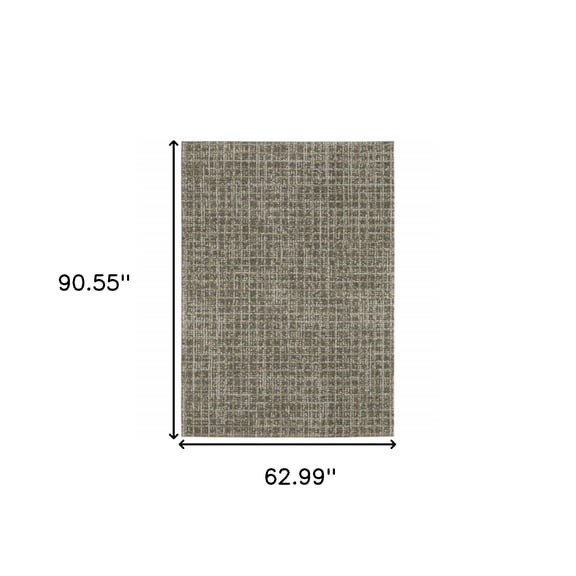 5' X 8' Grey Tan And Beige Geometric Power Loom Stain Resistant Area Rug