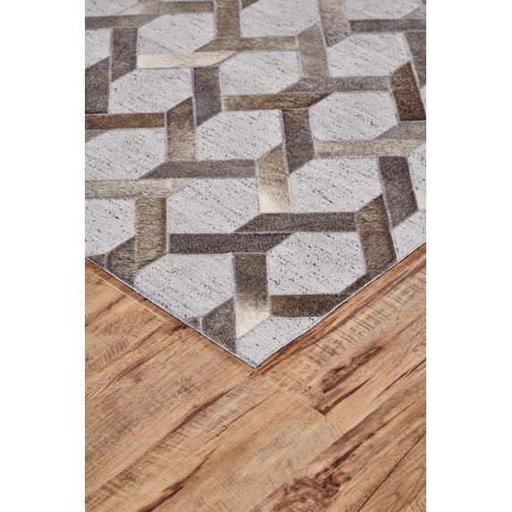 5' X 8' Gray Taupe And Silver Geometric Hand Woven Area Rug
