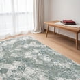 thumbnail image 1 of 5' X 8' Green And Ivory Patchwork Distressed Stain Resistant Area Rug, 1 of 10