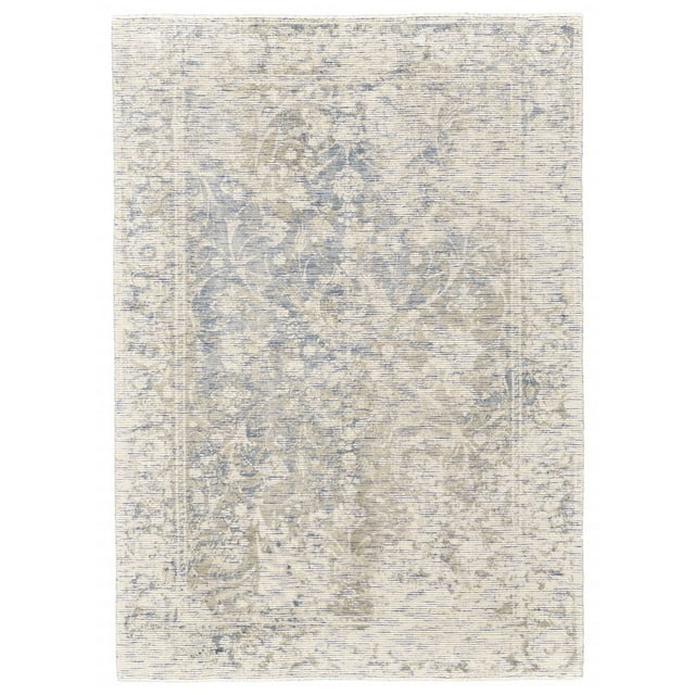 HomeRoots 5' X 8' Ivory Blue And Tan Abstract Hand Woven Area Rug