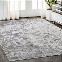 HomeRoots 5' X 8' Silver Gray And White Abstract Stain Resistant Area Rug