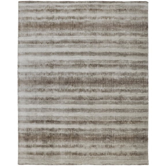 5' X 8' Tan Ivory And Brown Abstract Hand Woven Area Rug