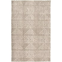 HomeRoots 5' X 8' Tan Ivory And Brown Geometric Stain Resistant Area Rug