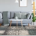 thumbnail image 1 of 5' X 8' Teal And Gray Damask Distressed Stain Resistant Area Rug, 1 of 4