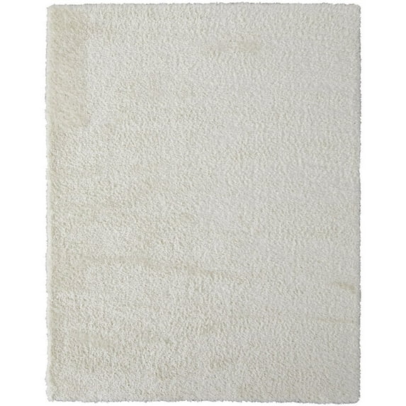 HomeRoots 5' X 8' White Shag Power Loom Stain Resistant Area Rug