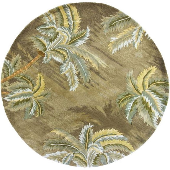 HomeRoots 5 ft. 6 in. Round Wool Moss Area Rug - Moss - 5 ft. 6 in.