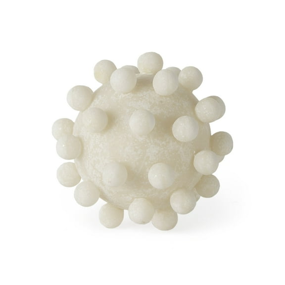 HomeRoots 392546 5 in. Knobby Nubs Resin Sphere Decor, Ivory & White