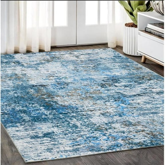 HomeRoots 574990 5 x 7 ft. Abstract Distressed Rectangle Area Rug, Ivory