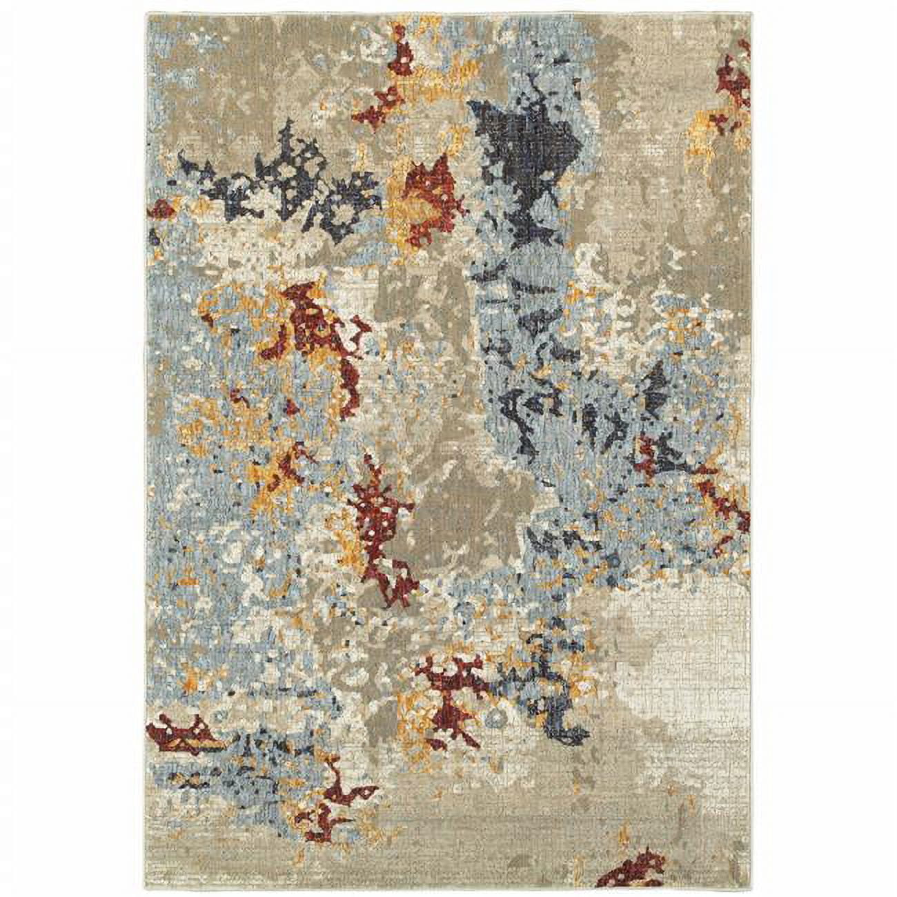 HomeRoots 5 x 7 ft. Beige & Blue Abstract Power Loom Stain Resistant ...