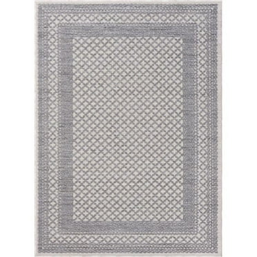 HomeRoots  5 x 7 ft. Blue Geometric Indoor & Outdoor Rectangle Area Rug - Blue - 5 x 7 ft.