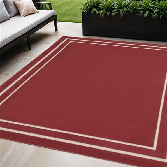HomeRoots 545496 5 x 7 ft. Brick Red & Ivory Indoor & Outdoor Rectangle Area Rug