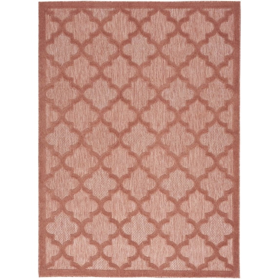 HomeRoots 480395 5 x 7 ft. Coral Orange Ikat Indoor & Outdoor Rectangle Area Rug