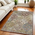 thumbnail image 1 of HomeRoots 551291 5 x 7 ft. Floral Distressed Rectangle Area Rug, Green & Ivory, 1 of 1