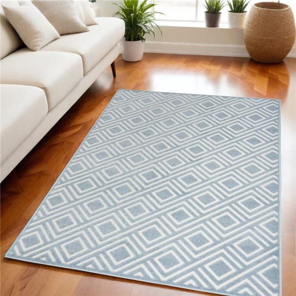 HomeRoots 564026 5 x 7 ft. Geometric Rectangle Area Rug, Blue