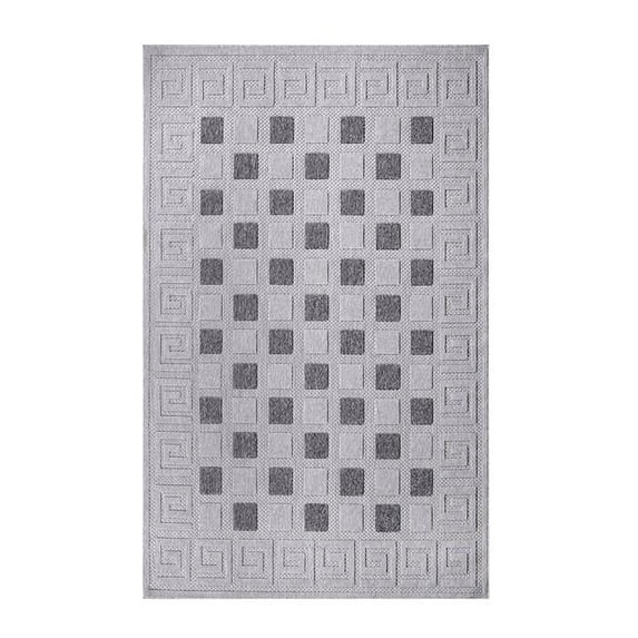 HomeRoots 5 x 7 ft. Gray Geometric Stain Resistant Non Skid Indoor & Outdoor Rectangle Area Rug - Gray - 5 x 7 ft.