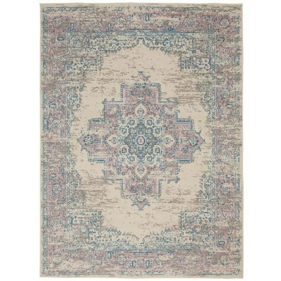 HomeRoots 5 x 7 ft. Pink Damask Power Loom Rectangle Area Rug - Pink - 5 x 7 ft.