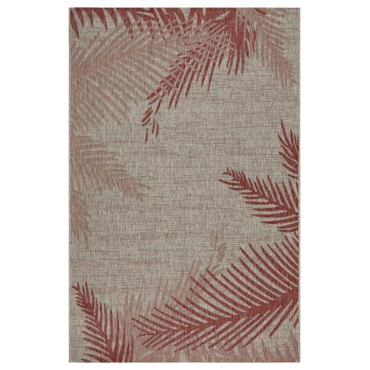 5' x 7' Red and Beige Synthetic Floral Area Rug