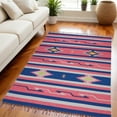 thumbnail image 1 of HomeRoots 552842 5 x 7 ft. Southwestern Handmade Rectangle Area Rug with Fringe, Pink & Blue, 1 of 5