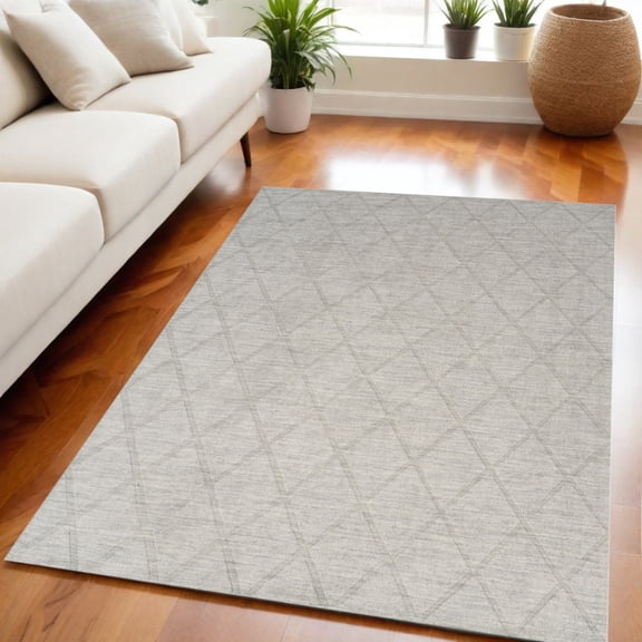 HomeRoots 569925 5 x 7 ft. Wool Geometric Rectangle Area Rug, Gray