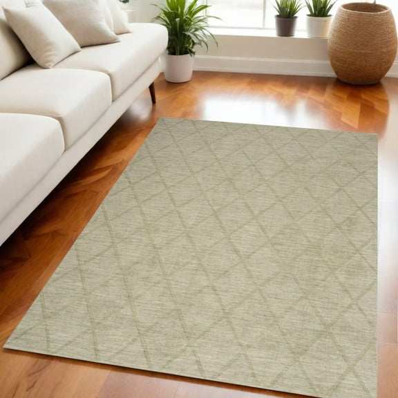 5' X 7' Sage Wool Geometric Area Rug