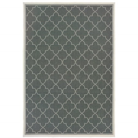 HomeRoots 507053 5 x 8 ft. Gray Geometric Stain Resistant Indoor & Outdoor Rectangle Area Rug