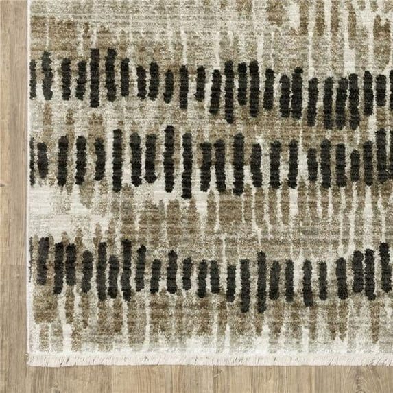 HomeRoots 5 x 8 ft. Abstract Power Loom Stain Resistant Area Rug with Fringe - Multi Color