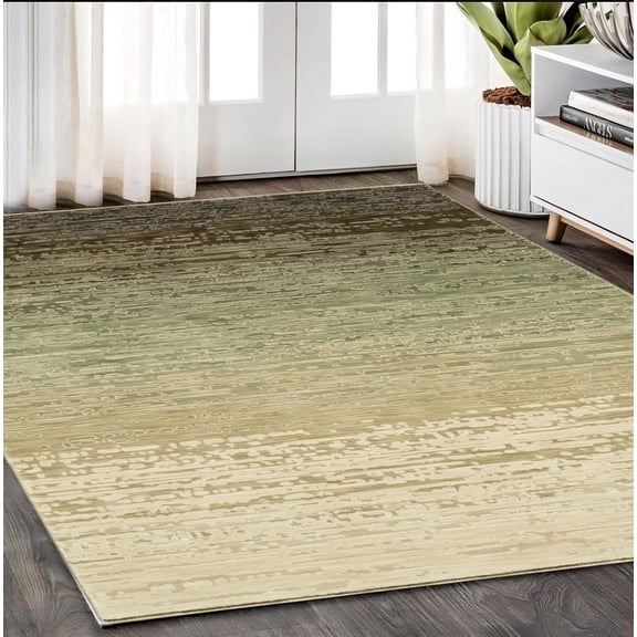 5' X 8' Brown And Green Abstract Area Rug