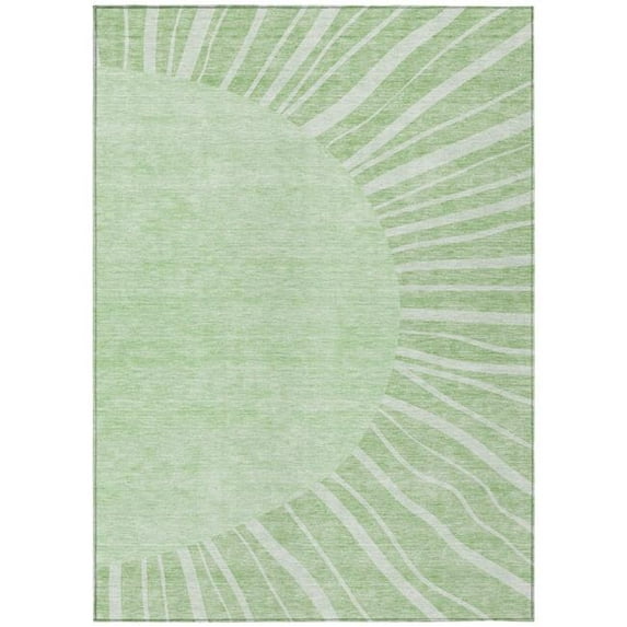 HomeRoots 580803 5 x 8 ft. Abstract Washable Indoor & Outdoor Rectangle Area Rug, Green & Mint Green