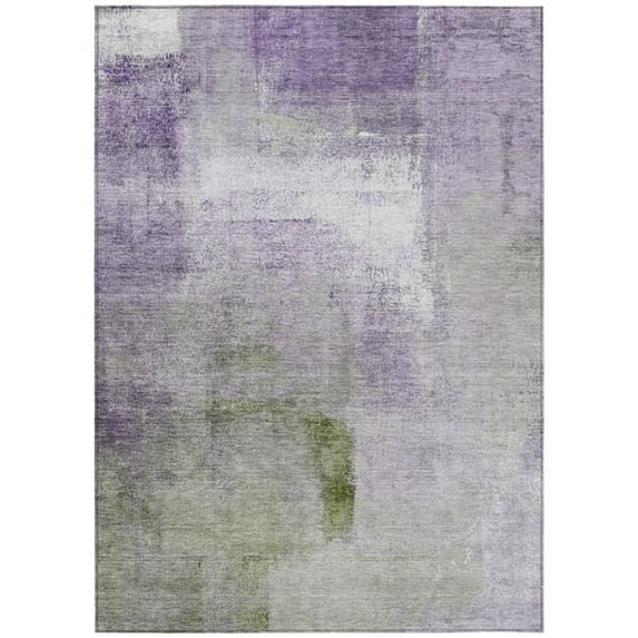 HomeRoots 586943 5 x 8 ft. Abstract Washable Indoor & Outdoor Rectangle Area Rug, Purple, Lavender & Green