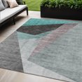 thumbnail image 1 of 5' X 8' Teal Blue Aqua And Charcoal Abstract Washable Indoor Outdoor Area Rug, 1 of 5