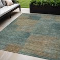 thumbnail image 1 of 5' X 8' Teal Blue Brown And Taupe Abstract Washable Indoor Outdoor Area Rug, 1 of 5