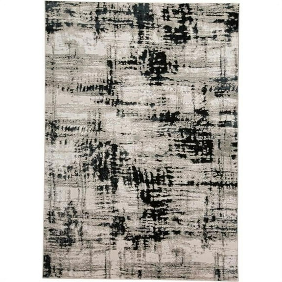 HomeRoots  5 x 8 ft. Black White & Gray Stain Resistant Rectangle Area Rug - Black Gray and White - 5 x 8 ft.