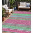 thumbnail image 1 of HomeRoots 614798 5 x 8 ft. Blush Lime Green & Teal Blue Striped Washable Indoor & Outdoor Rectangle Area Rug, 1 of 1
