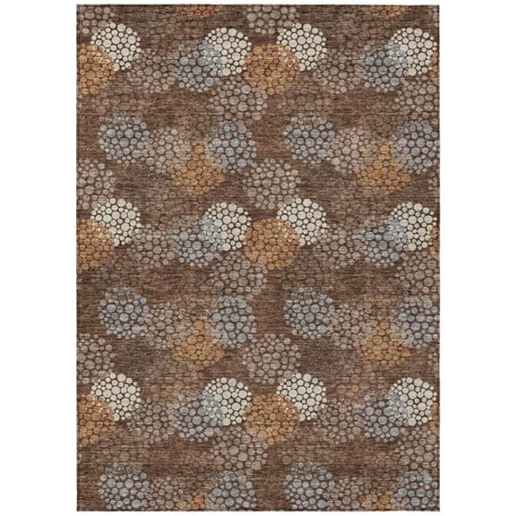 HomeRoots 594239 5 x 8 ft. Brown, Gray & Ivory Polka Dot Washable Indoor & Outdoor Rectangle Area Rug