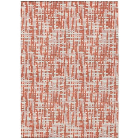 HomeRoots 602558 5 x 8 ft. Coral, Pink & Ivory Abstract Washable Indoor & Outdoor Rectangle Area Rug