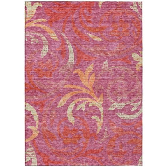HomeRoots 585767 5 x 8 ft. Floral Washable Indoor & Outdoor Rectangle Area Rug, Blush, Orange & Ivory