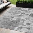thumbnail image 1 of 5' X 8' Gray Charcoal And Silver Floral Washable Indoor Outdoor Area Rug, 1 of 5