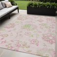 thumbnail image 1 of HomeRoots 589489 5 x 8 ft. Floral Washable Indoor & Outdoor Rectangle Area Rug, Pink, Blush & Artichoke Green, 1 of 1