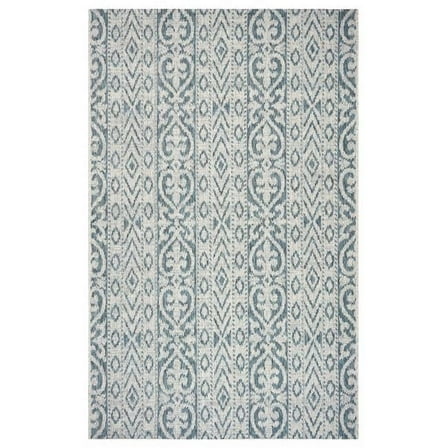 HomeRoots  5 x 8 ft. Geometric Indoor Outdoor Rectangle Area Rug - Blue