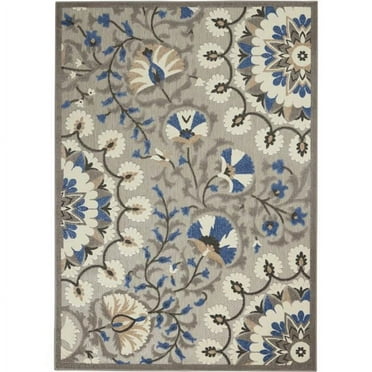 HomeRoots  5 x 8 ft. Gray & Blue Vines Indoor & Outdoor Area Rug - Gray Blue - 5' x 8'