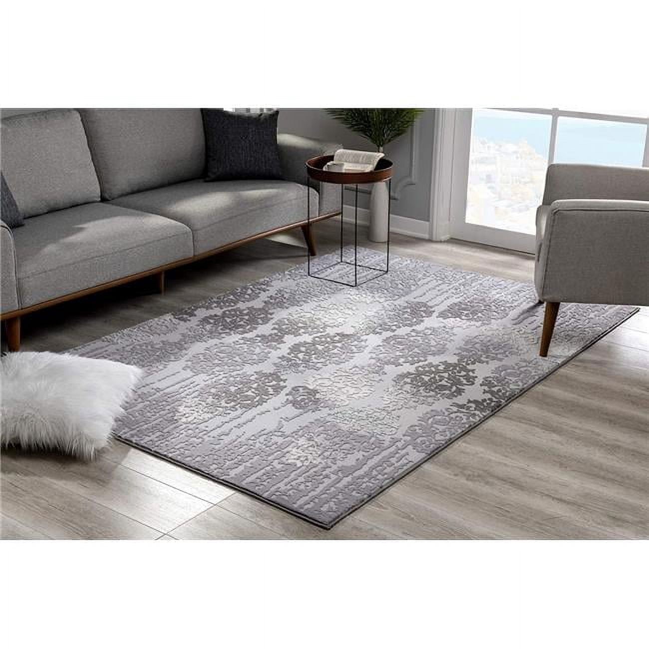 HomeRoots 5 x 8 ft. Gray Dripping Damask Area Rug - Gray - 5 x 8 ft ...